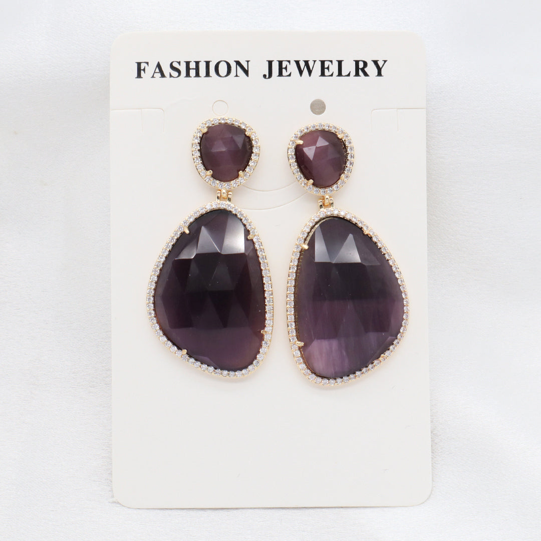 Newest Women Jewelry Various Color Custom Gift Factory CZ Drop Earrings Dangle Stud Earrings Gold Plated Natural Stone Earrings