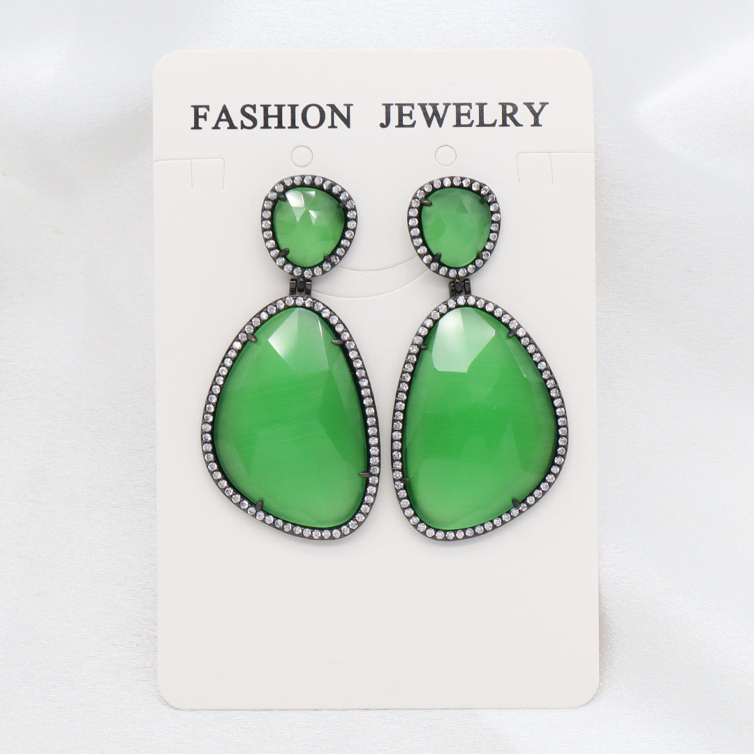 Newest Women Jewelry Various Color Custom Gift Factory CZ Drop Earrings Dangle Stud Earrings Gold Plated Natural Stone Earrings