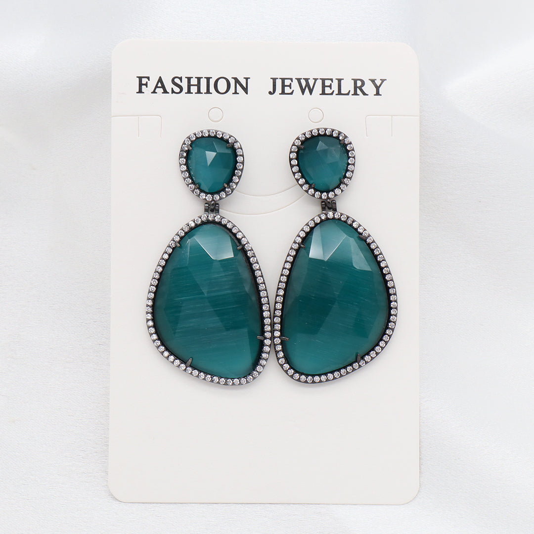 Newest Women Jewelry Various Color Custom Gift Factory CZ Drop Earrings Dangle Stud Earrings Gold Plated Natural Stone Earrings