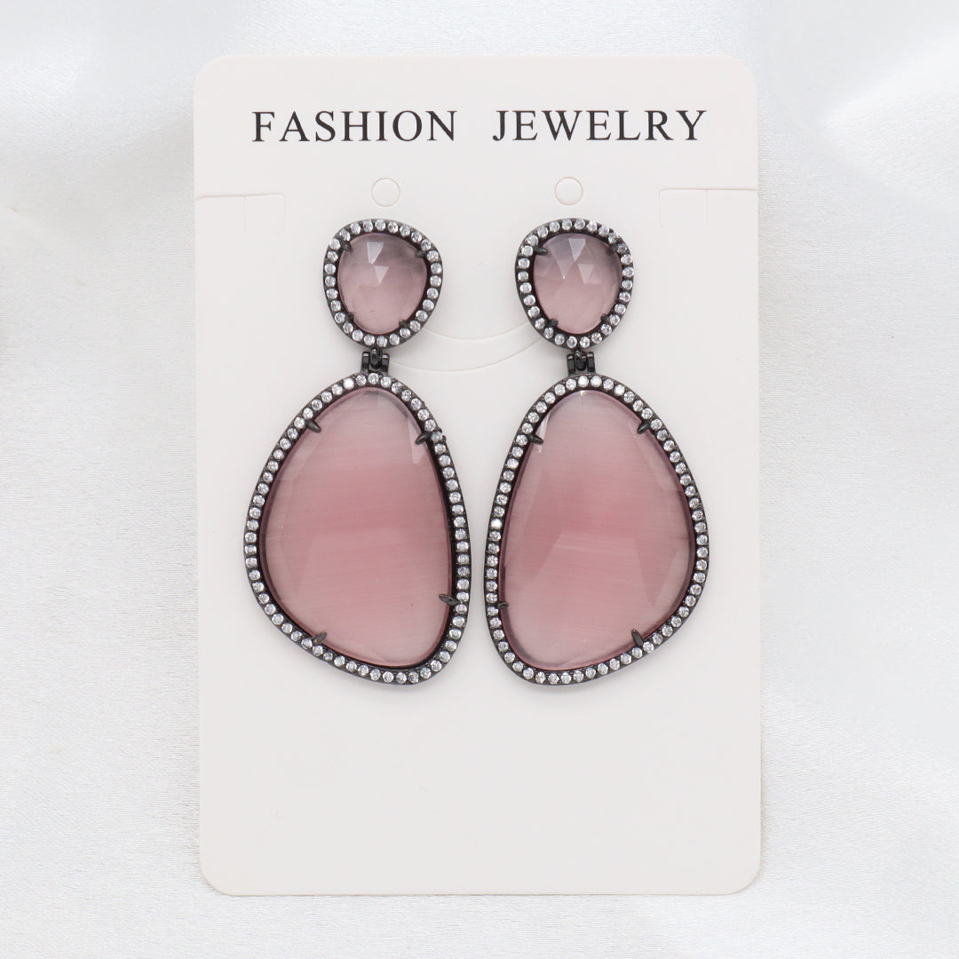 Newest Women Jewelry Various Color Custom Gift Factory CZ Drop Earrings Dangle Stud Earrings Gold Plated Natural Stone Earrings