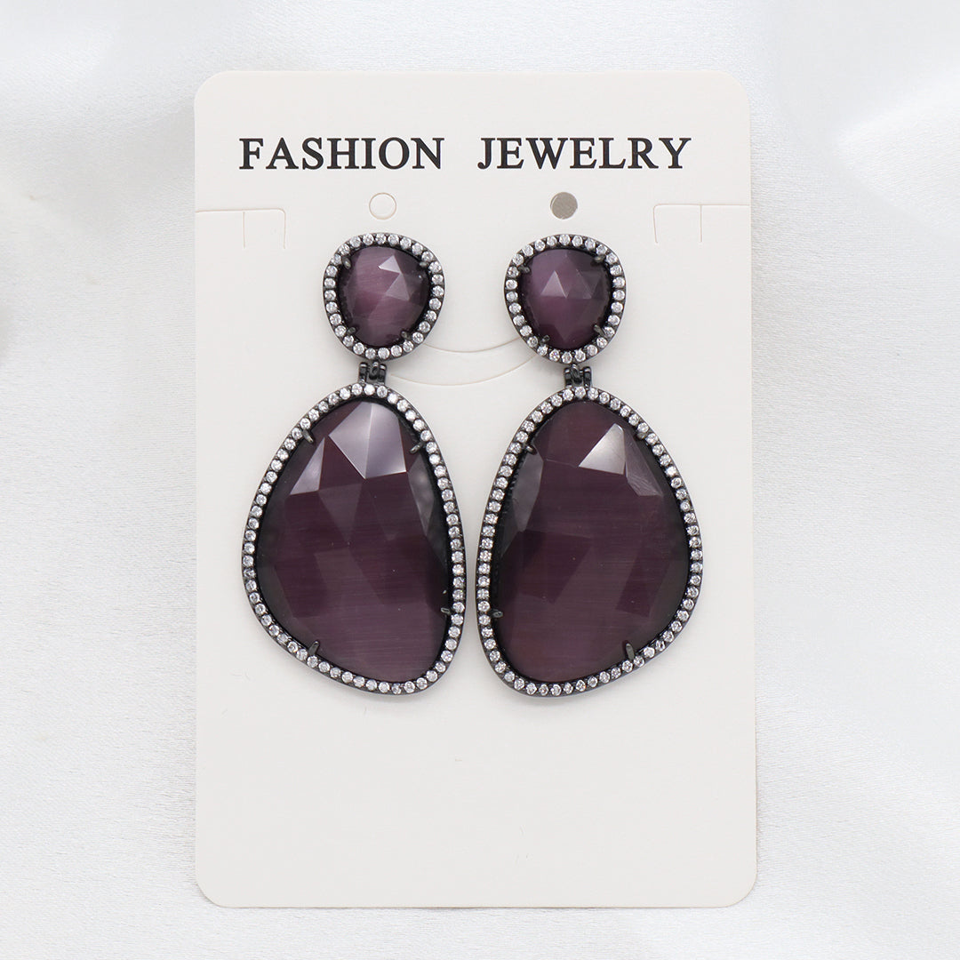 Newest Women Jewelry Various Color Custom Gift Factory CZ Drop Earrings Dangle Stud Earrings Gold Plated Natural Stone Earrings