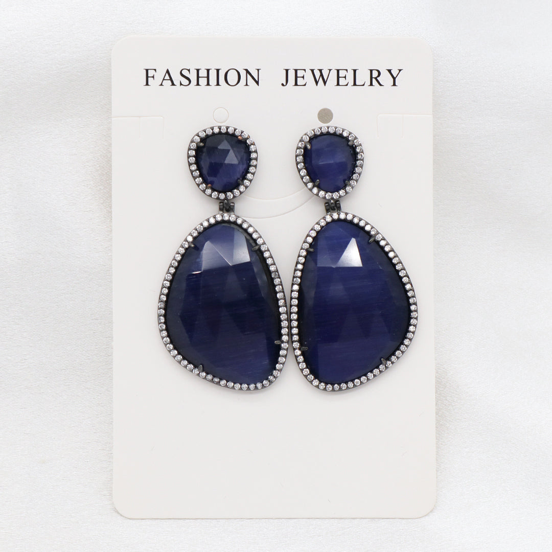 Newest Women Jewelry Various Color Custom Gift Factory CZ Drop Earrings Dangle Stud Earrings Gold Plated Natural Stone Earrings