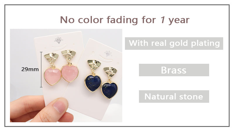Wholesale Manufacture Women Custom Factory Various Color Gold Plated Bee Earring Stud heart shape Natural Stone Earring for Gift