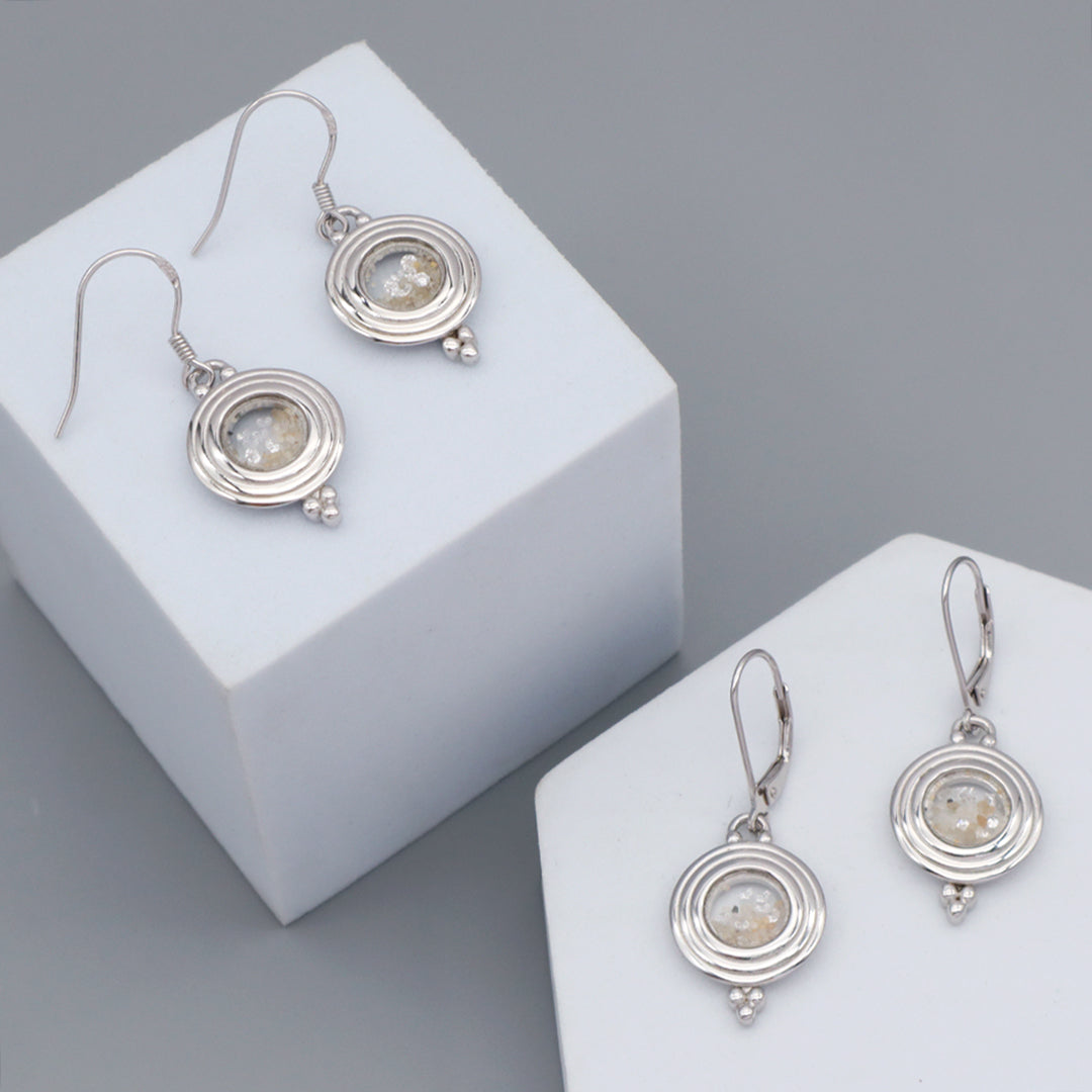 High Quality New Trendy Manufacture Wholesale China Factory Custom Round Glass Mirror Sand CZ 925 Sterling Silver Hoop Earrings Neck Hook Earring For Women Gift