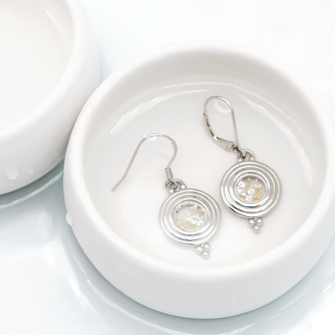 High Quality New Trendy Manufacture Wholesale China Factory Custom Round Glass Mirror Sand CZ 925 Sterling Silver Hoop Earrings Neck Hook Earring For Women Gift