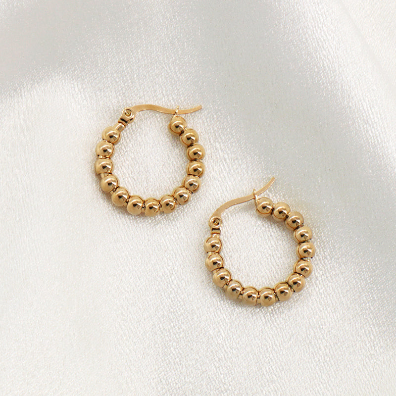 Fashionable Dainty Wholesale Gold Filled Huggie Hoop Earrings Jewelry Gold Plated Beads Stainless Steel Hoops Earrings For Women