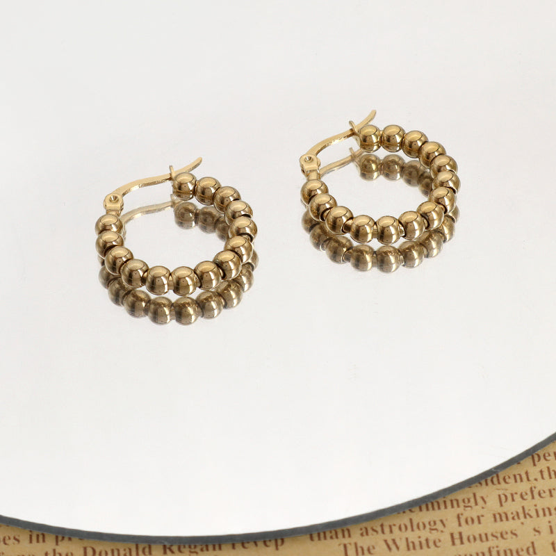 Fashionable Dainty Wholesale Gold Filled Huggie Hoop Earrings Jewelry Gold Plated Beads Stainless Steel Hoops Earrings For Women