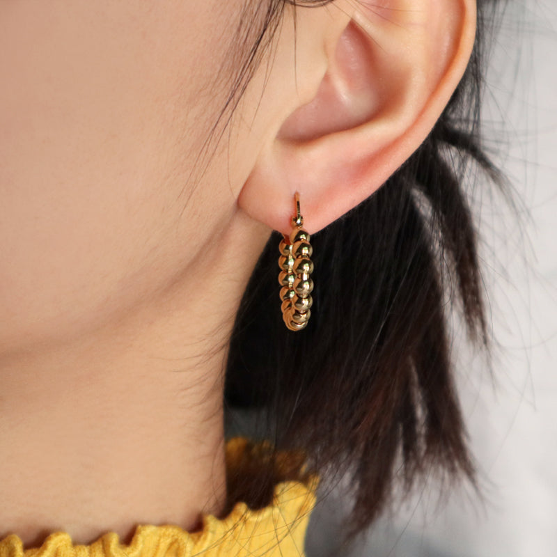 Fashionable Dainty Wholesale Gold Filled Huggie Hoop Earrings Jewelry Gold Plated Beads Stainless Steel Hoops Earrings For Women