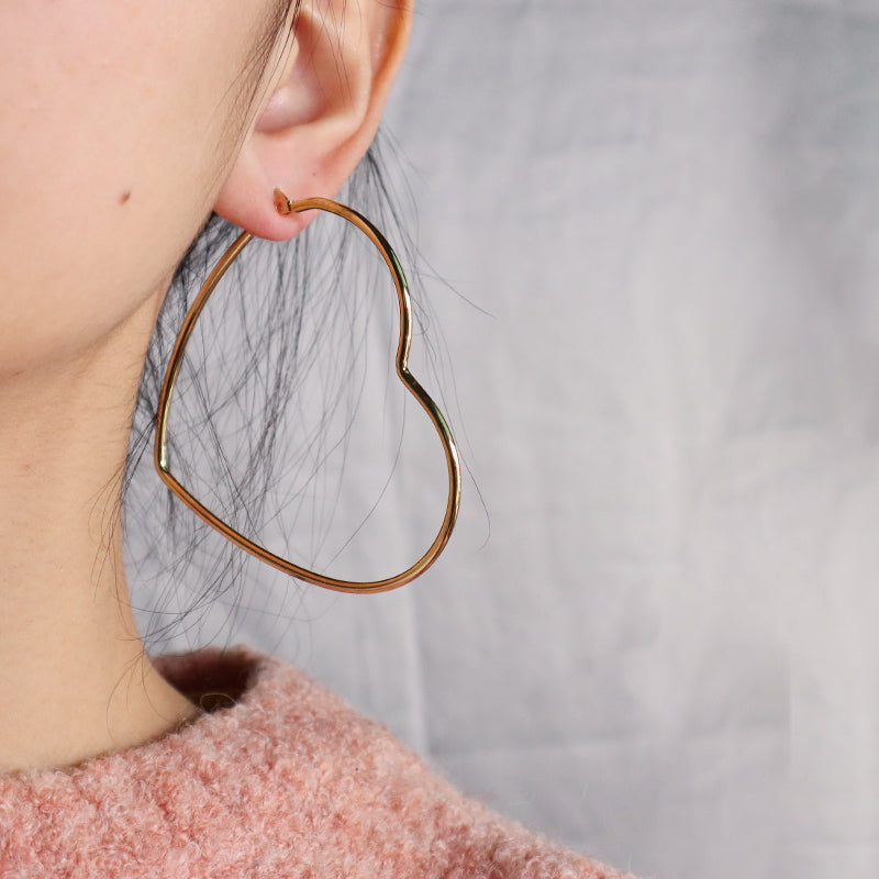 Fashion Women Customized Wholesale Huggie Hoop Earrings Jewelry Gold Plated Big Hoops Heart Waterdrop Stainless Steel Earrings