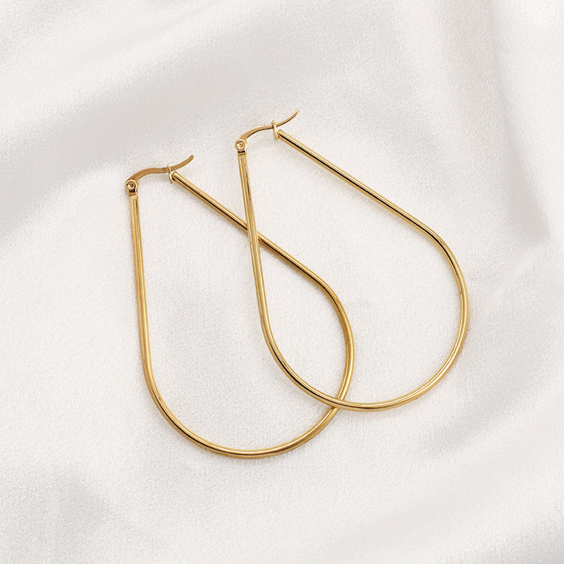 Fashion Women Customized Wholesale Huggie Hoop Earrings Jewelry Gold Plated Big Hoops Heart Waterdrop Stainless Steel Earrings