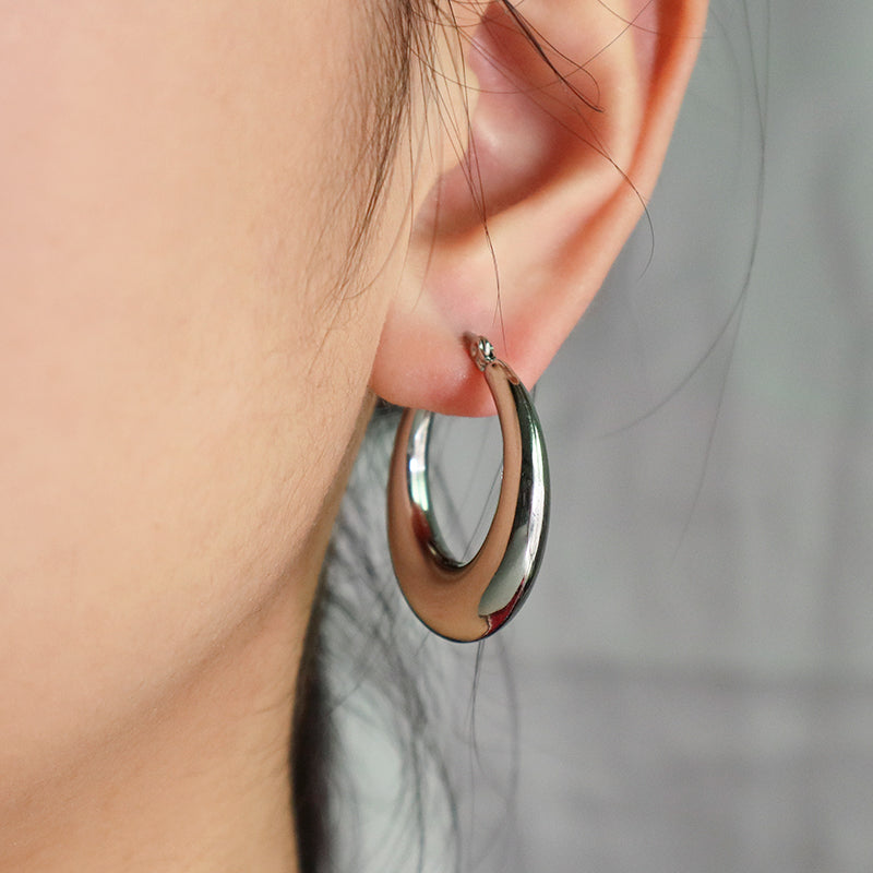 New Bulk Sale Factory Custom Fashion Hoop Earrings Jewelry No Tarnish Stainless Steel Huggie Chunky Earrings For Women Gift