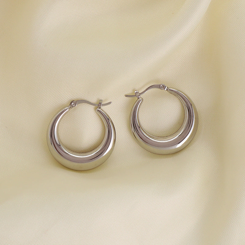 New Bulk Sale Factory Custom Fashion Hoop Earrings Jewelry No Tarnish Stainless Steel Huggie Chunky Earrings For Women Gift