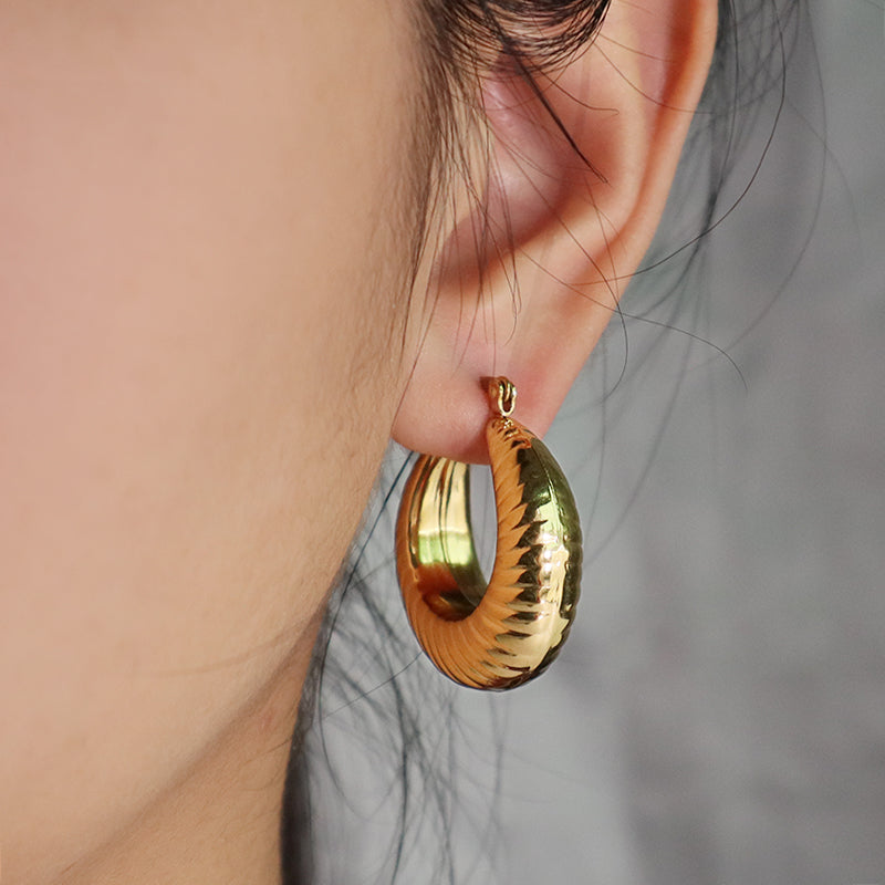 Hot Selling Manufacture Wholesale Factory Custom Chunky Earring Gold Plated Stainless Steel Gold Fill Hoop Earrings For Women