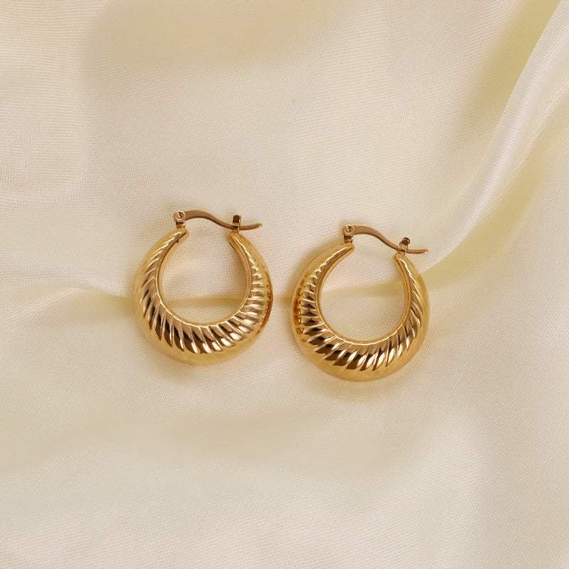 Hot Selling Manufacture Wholesale Factory Custom Chunky Earring Gold Plated Stainless Steel Gold Fill Hoop Earrings For Women