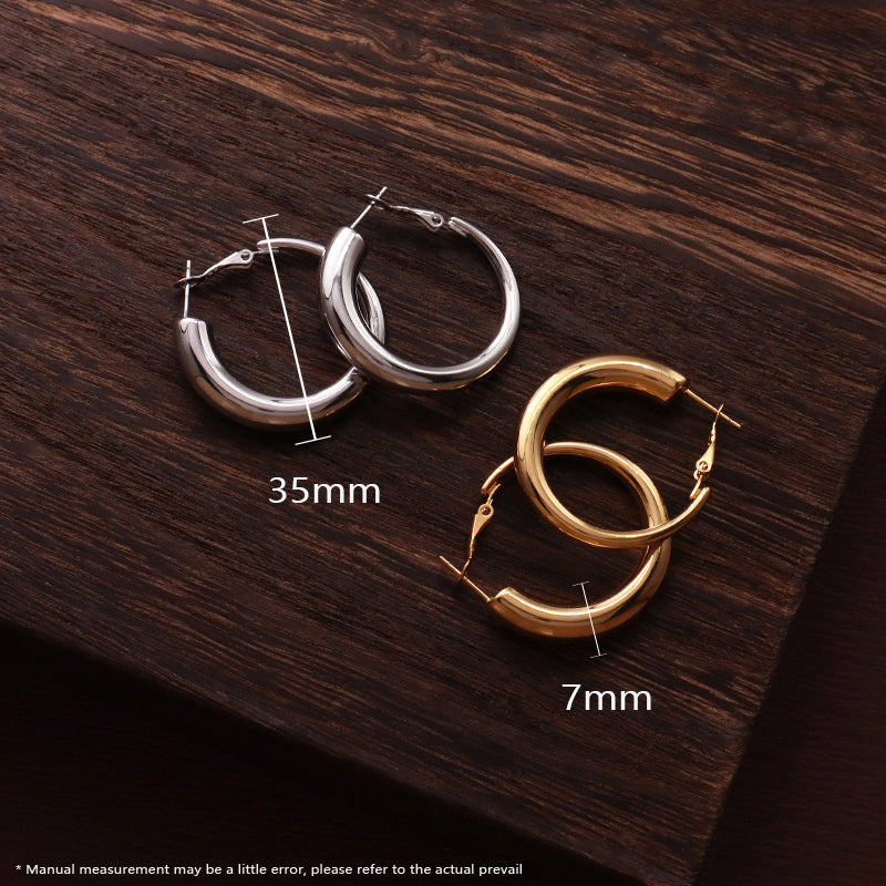 2023 Wholesale Custom Factory Fashion Jewelry Chunky Gold Plated Filled Hoops Earrings Stainless Steel Gold Women Hoop Earrings