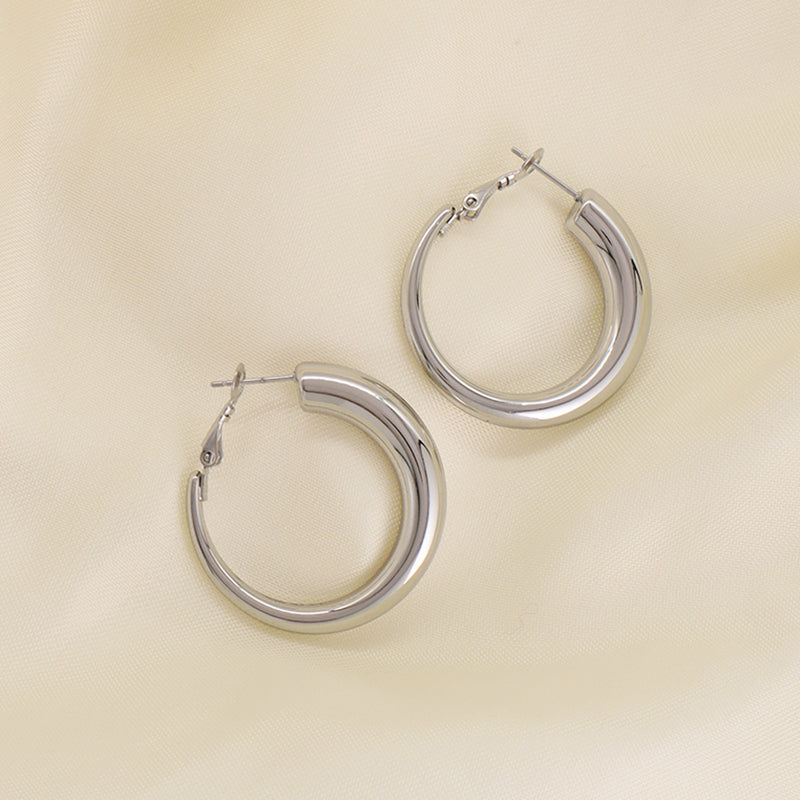 2023 Wholesale Custom Factory Fashion Jewelry Chunky Gold Plated Filled Hoops Earrings Stainless Steel Gold Women Hoop Earrings