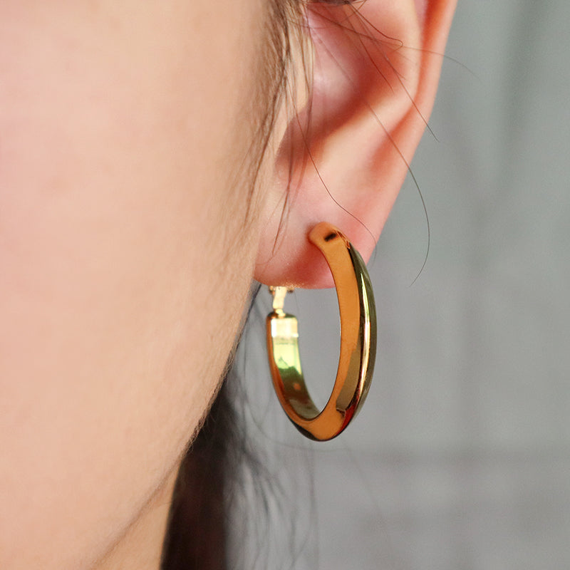 Fashion Design Wholesale Customized Gift Chunky Hoops Earrings Elegant Gold Plated Stainless Steel Fine Women Jewelry Earrings