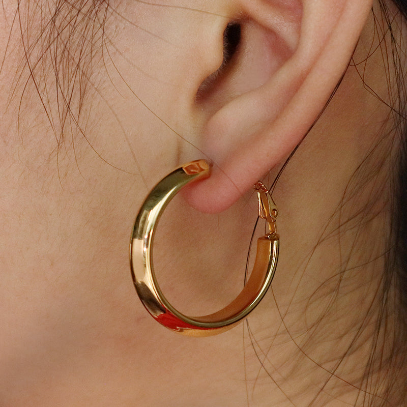 Fashion Design Wholesale Customized Gift Chunky Hoops Earrings Elegant Gold Plated Stainless Steel Fine Women Jewelry Earrings
