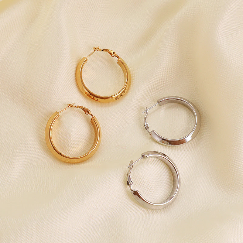 Fashion Design Wholesale Customized Gift Chunky Hoops Earrings Elegant Gold Plated Stainless Steel Fine Women Jewelry Earrings