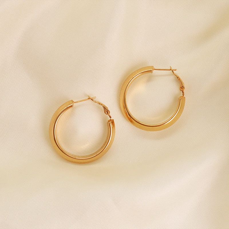 Fashion Design Wholesale Customized Gift Chunky Hoops Earrings Elegant Gold Plated Stainless Steel Fine Women Jewelry Earrings