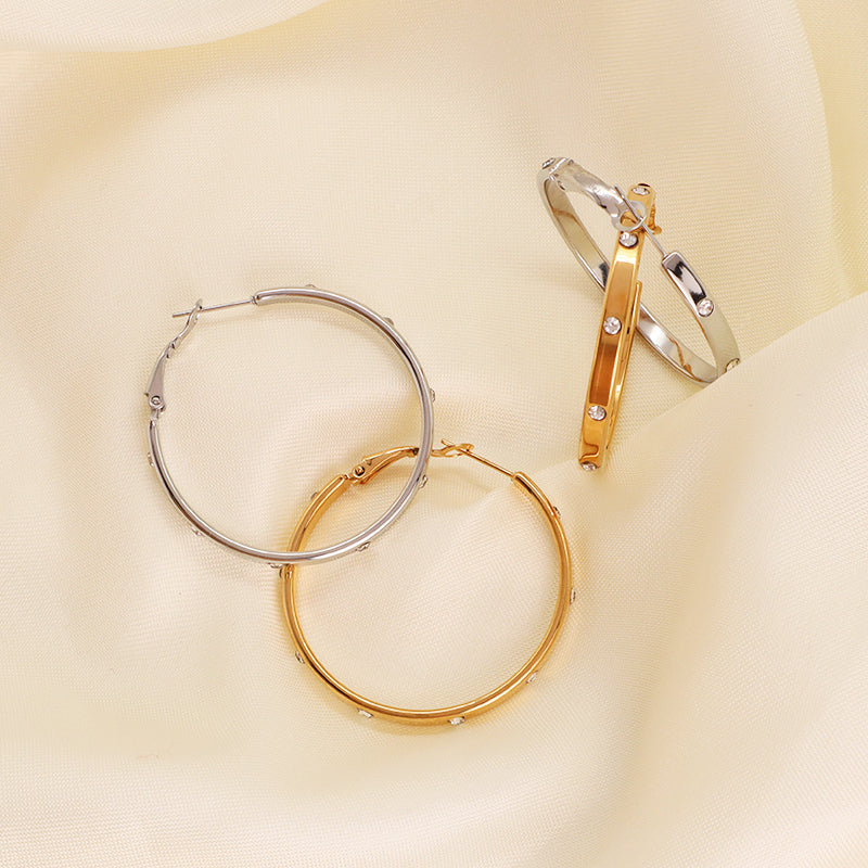 New Arrival Manufacture Wholesale Factory Customized Gold Filled Earring Gold Plating CZ Stainless Steel Hoop Earrings For Women
