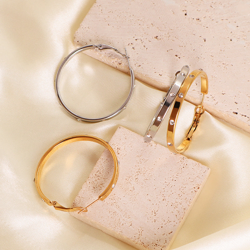New Arrival Manufacture Wholesale Factory Customized Gold Filled Earring Gold Plating CZ Stainless Steel Hoop Earrings For Women