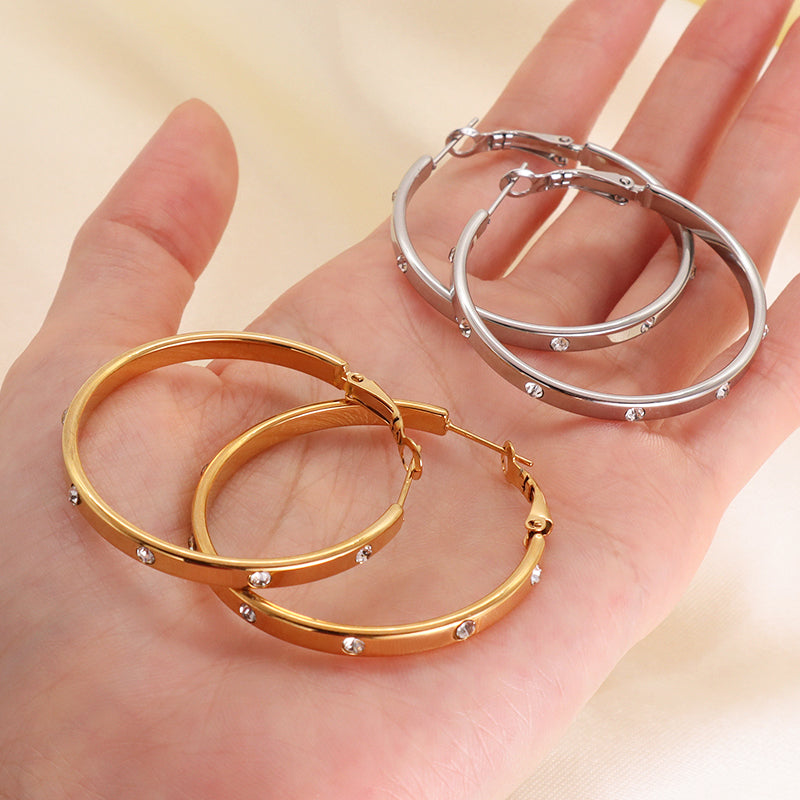 New Arrival Manufacture Wholesale Factory Customized Gold Filled Earring Gold Plating CZ Stainless Steel Hoop Earrings For Women