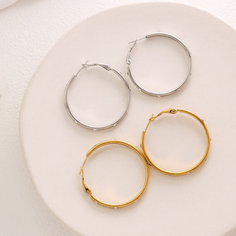 New Arrival Manufacture Wholesale Factory Customized Gold Filled Earring Gold Plating CZ Stainless Steel Hoop Earrings For Women
