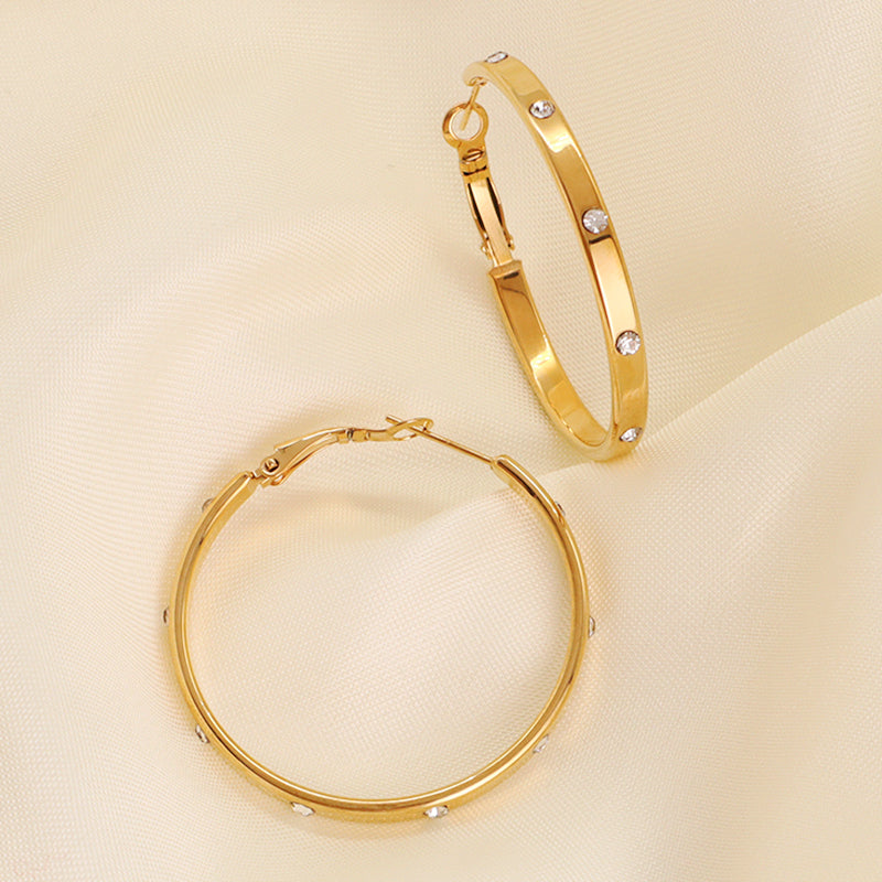 New Arrival Manufacture Wholesale Factory Customized Gold Filled Earring Gold Plating CZ Stainless Steel Hoop Earrings For Women