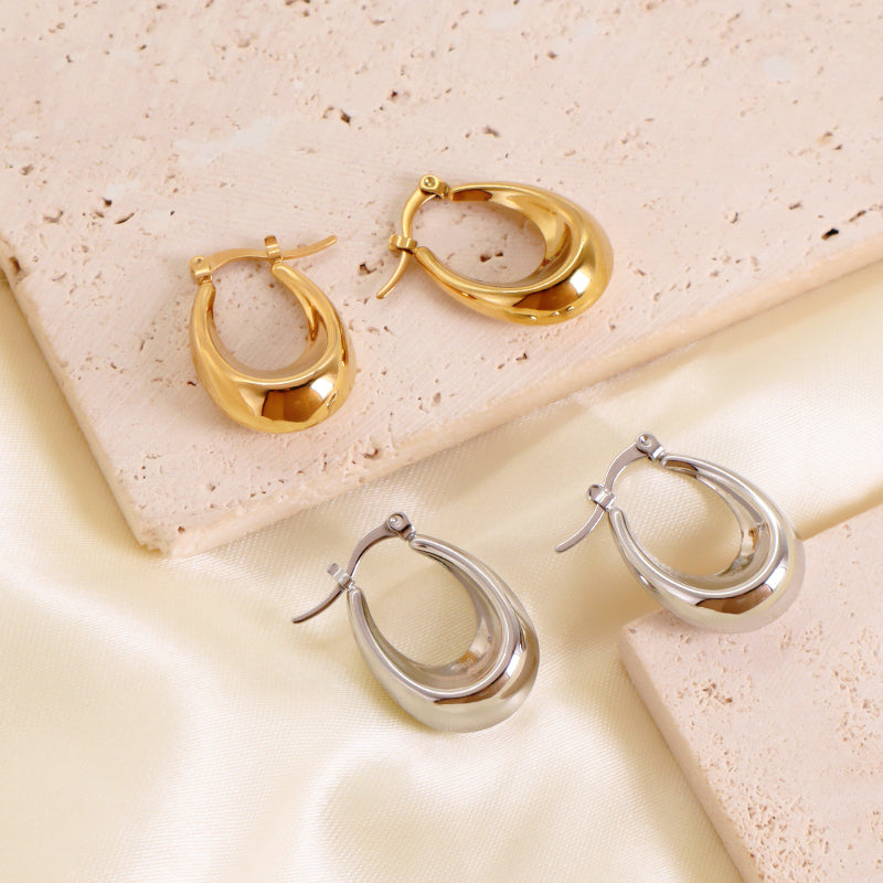 Good Quality Elegant Wholesale Custom Gift Chunky U Shape Hoops Earrings Gold Plated Stainless Steel Earrings For Women Jewelry