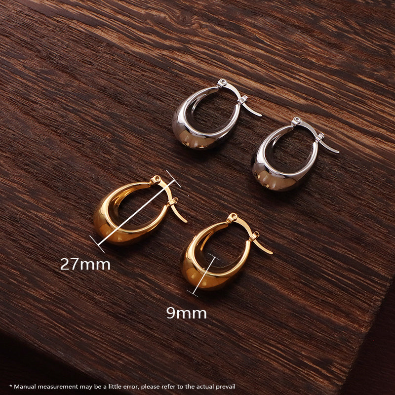 Good Quality Elegant Wholesale Custom Gift Chunky U Shape Hoops Earrings Gold Plated Stainless Steel Earrings For Women Jewelry