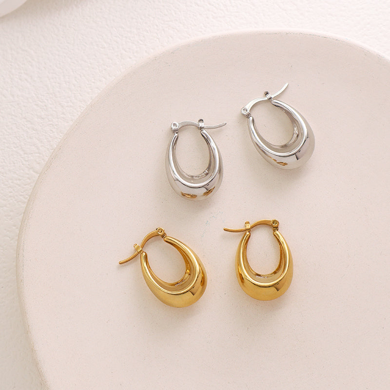 Good Quality Elegant Wholesale Custom Gift Chunky U Shape Hoops Earrings Gold Plated Stainless Steel Earrings For Women Jewelry