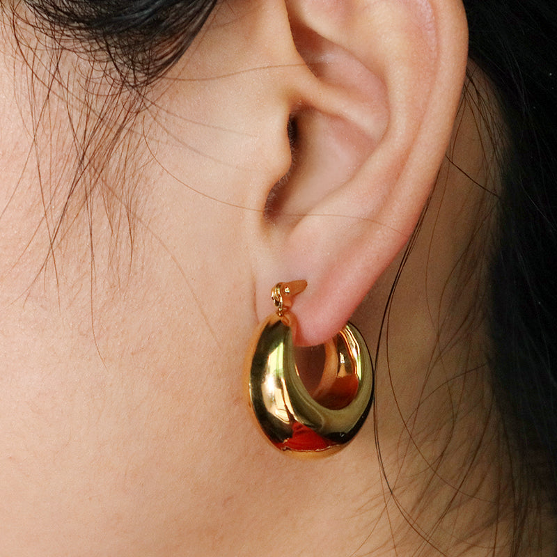 High Quality Hoops Filled Gold Earrings Wholesale Elegant Custom Chunky Gold Plated Stainless Steel Earrings Jewelry For Women