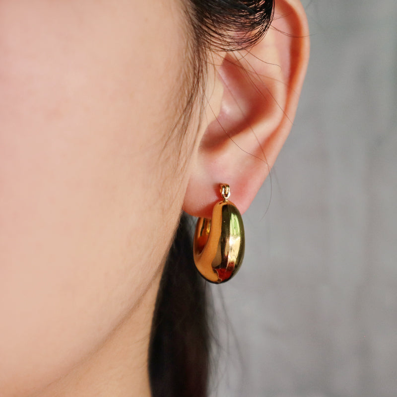 High Quality Hoops Filled Gold Earrings Wholesale Elegant Custom Chunky Gold Plated Stainless Steel Earrings Jewelry For Women