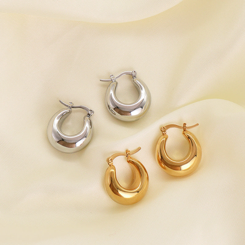 High Quality Hoops Filled Gold Earrings Wholesale Elegant Custom Chunky Gold Plated Stainless Steel Earrings Jewelry For Women