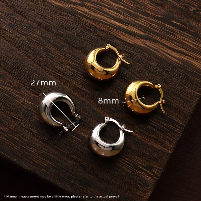 High Quality Hoops Filled Gold Earrings Wholesale Elegant Custom Chunky Gold Plated Stainless Steel Earrings Jewelry For Women