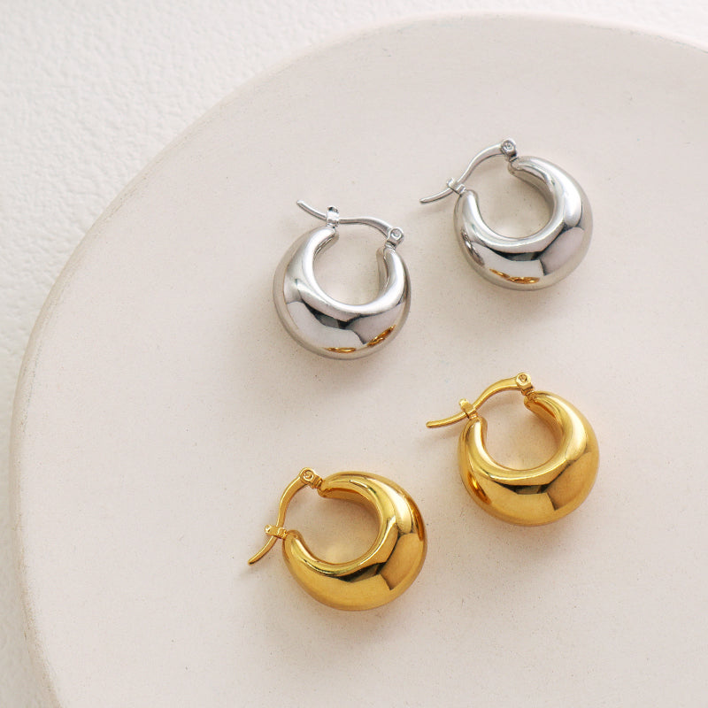 High Quality Hoops Filled Gold Earrings Wholesale Elegant Custom Chunky Gold Plated Stainless Steel Earrings Jewelry For Women