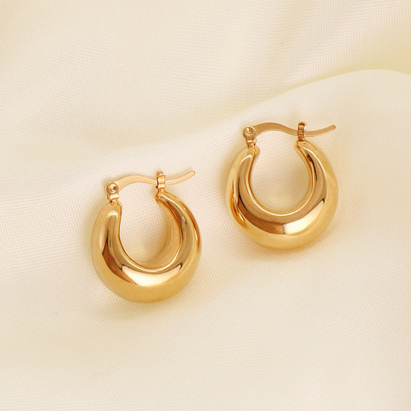 High Quality Hoops Filled Gold Earrings Wholesale Elegant Custom Chunky Gold Plated Stainless Steel Earrings Jewelry For Women