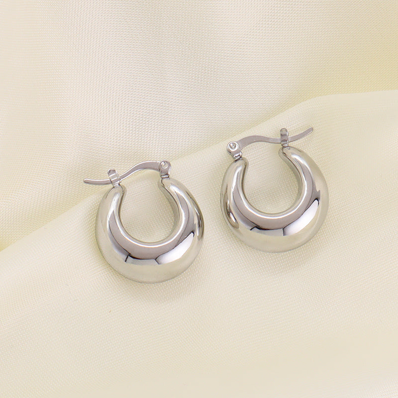 High Quality Hoops Filled Gold Earrings Wholesale Elegant Custom Chunky Gold Plated Stainless Steel Earrings Jewelry For Women