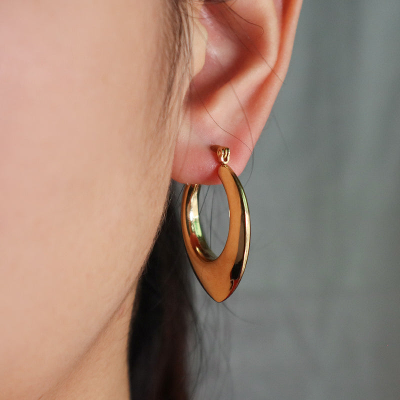 High End Minimal Elegant Wholesale Custom Earring Jewelry Gold Plated Stainless Steel Chunky Thick Loop Hoops Earrings For Women