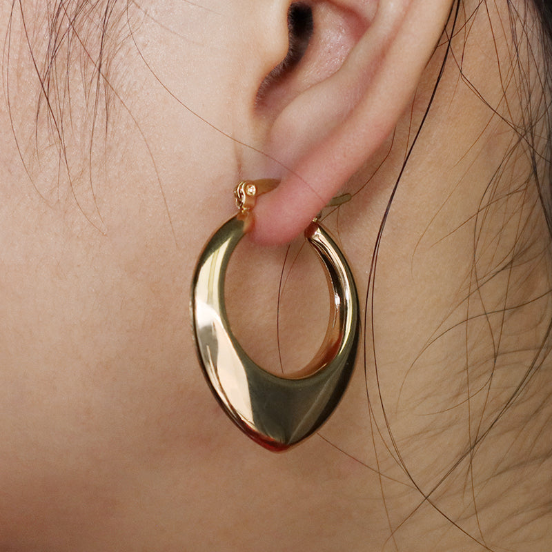 High End Minimal Elegant Wholesale Custom Earring Jewelry Gold Plated Stainless Steel Chunky Thick Loop Hoops Earrings For Women