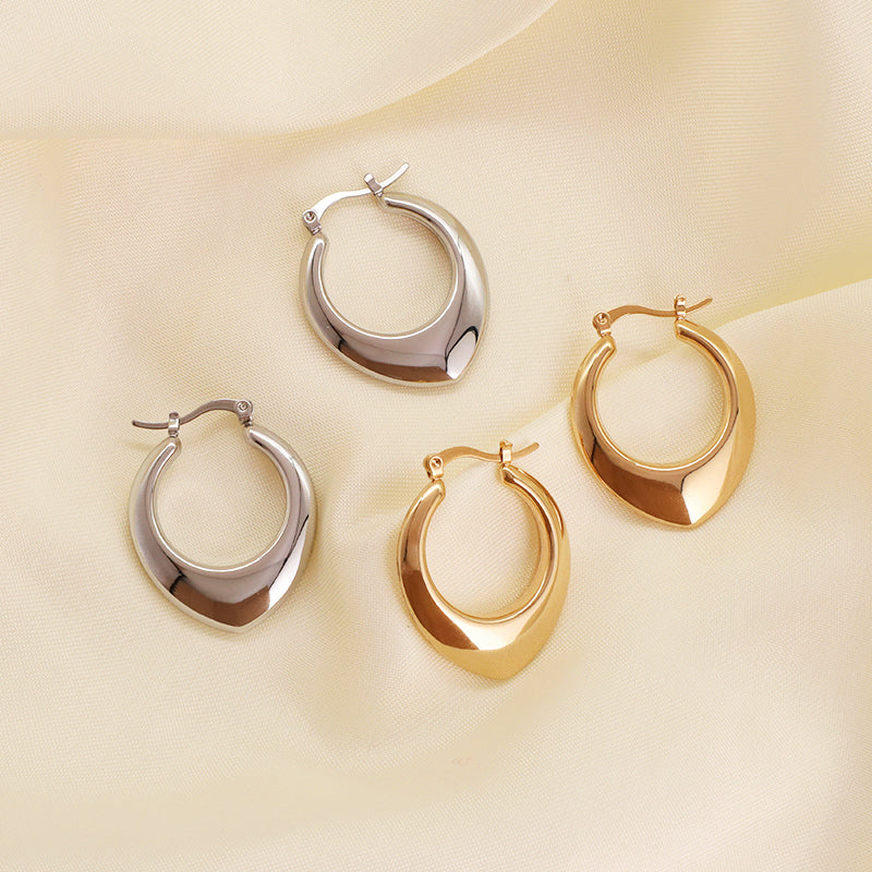High End Minimal Elegant Wholesale Custom Earring Jewelry Gold Plated Stainless Steel Chunky Thick Loop Hoops Earrings For Women