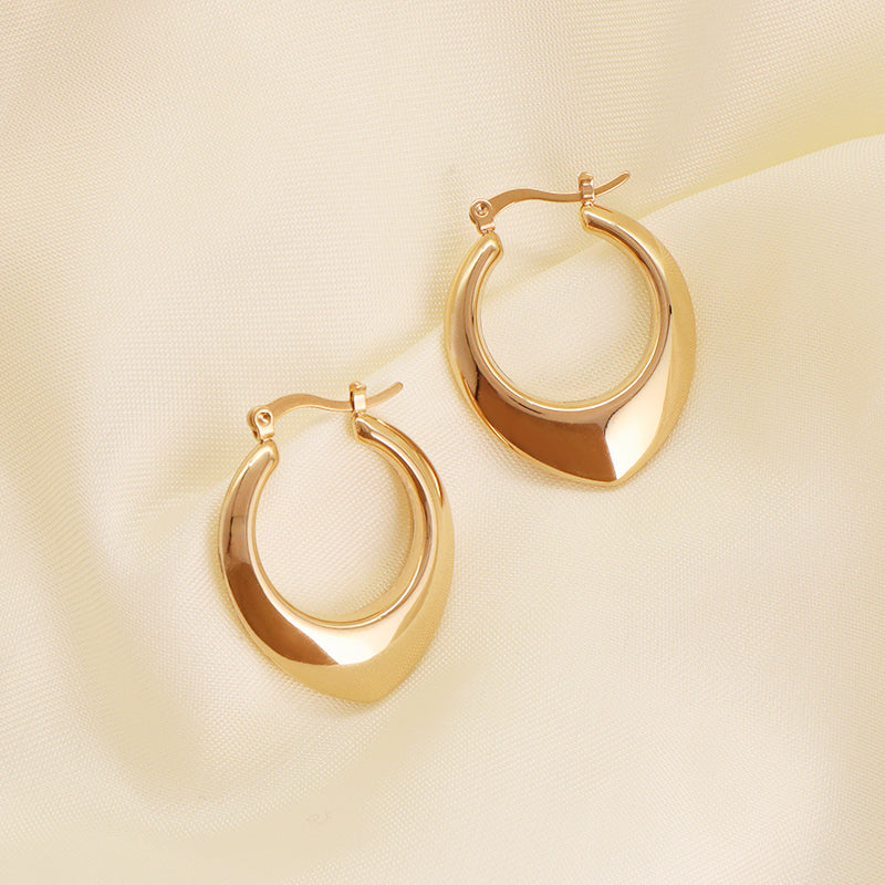 High End Minimal Elegant Wholesale Custom Earring Jewelry Gold Plated Stainless Steel Chunky Thick Loop Hoops Earrings For Women