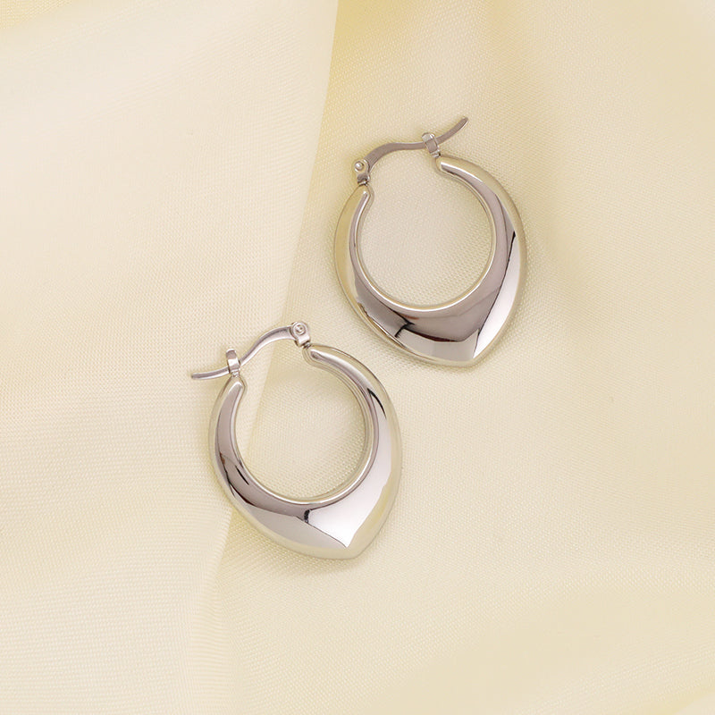High End Minimal Elegant Wholesale Custom Earring Jewelry Gold Plated Stainless Steel Chunky Thick Loop Hoops Earrings For Women