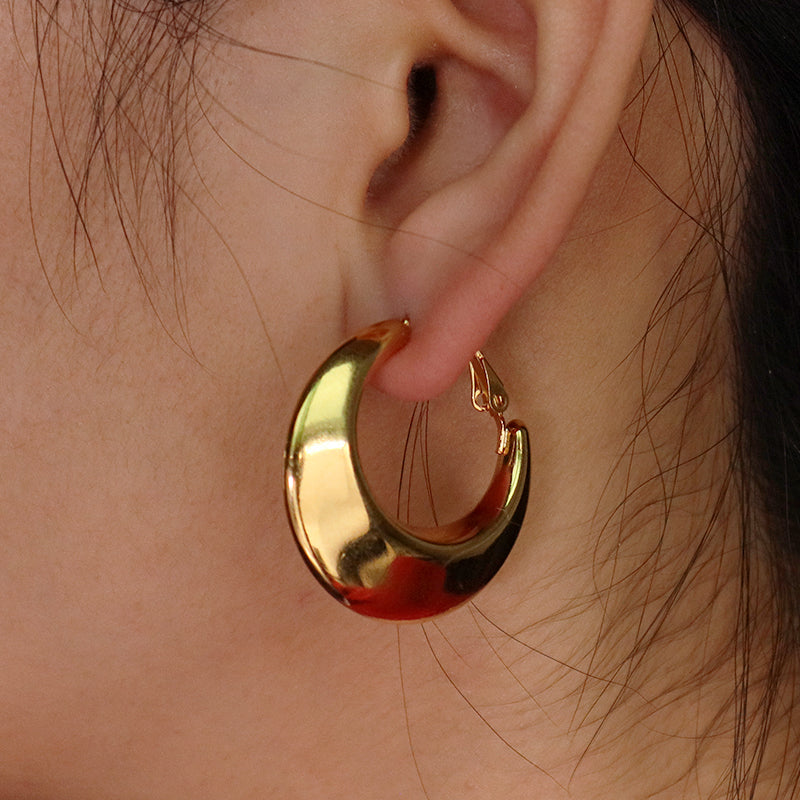 Dainty Gold Filled Huggie Hoop Earrings Jewelry Chunky Gold Plated Stainless Steel Hoops Earrings For Women Fashion Jewelry