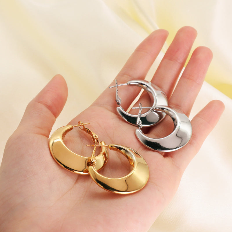 Dainty Gold Filled Huggie Hoop Earrings Jewelry Chunky Gold Plated Stainless Steel Hoops Earrings For Women Fashion Jewelry