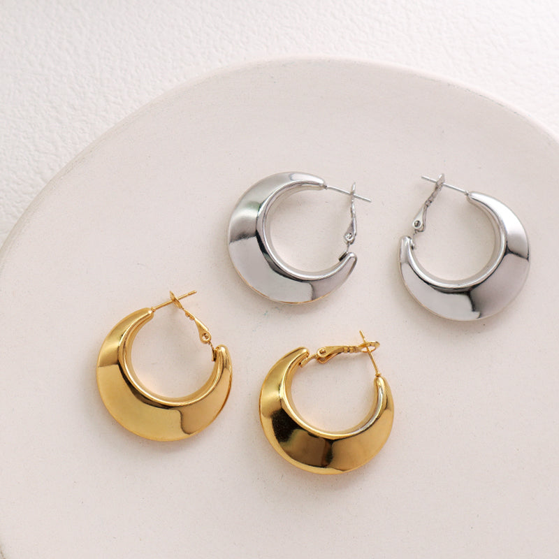 Dainty Gold Filled Huggie Hoop Earrings Jewelry Chunky Gold Plated Stainless Steel Hoops Earrings For Women Fashion Jewelry
