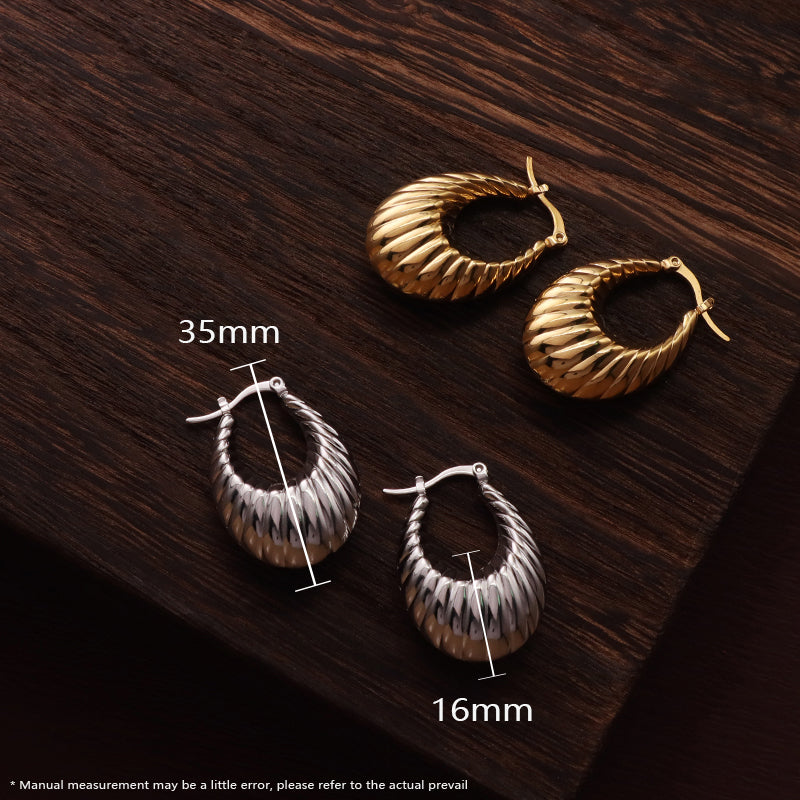 Custom Fashion Thick Hollow Hoop Earrings Gold Plated Women Jewelry Stainless Steel Chunky Large Earrings Hoops For Gift