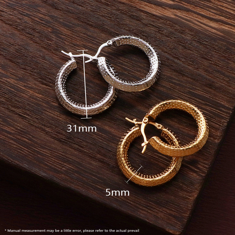 Classic Design Wholesale Custom Women Gift Trendy Chunky Hollow Large Earring Jewelry Gold Plated Stainless Steel Hoops Earrings