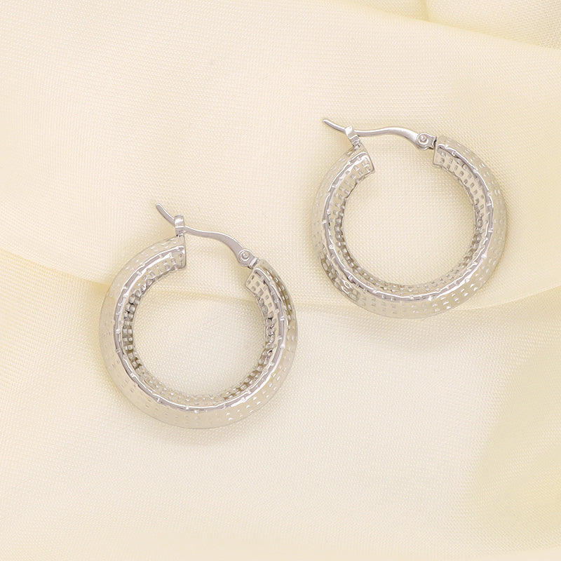 Classic Design Wholesale Custom Women Gift Trendy Chunky Hollow Large Earring Jewelry Gold Plated Stainless Steel Hoops Earrings